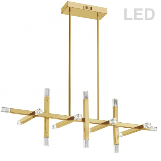 48W Horizontal Aged Brass Chandelier w/ Acrylic Diffuser