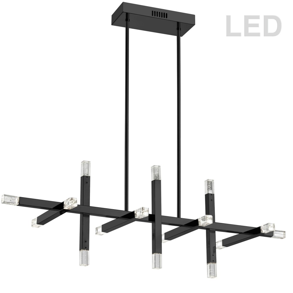 48W Horizontal Matte Black Chandelier w/ Acrylic Diffuser