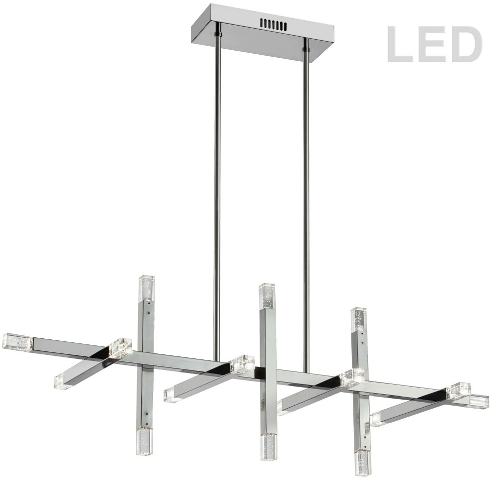 48W Horizontal Polished Chrome Chandelier w/ Acrylic Diffuser