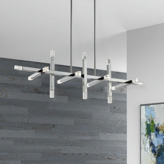 48W Horizontal Polished Chrome Chandelier w/ Acrylic Diffuser