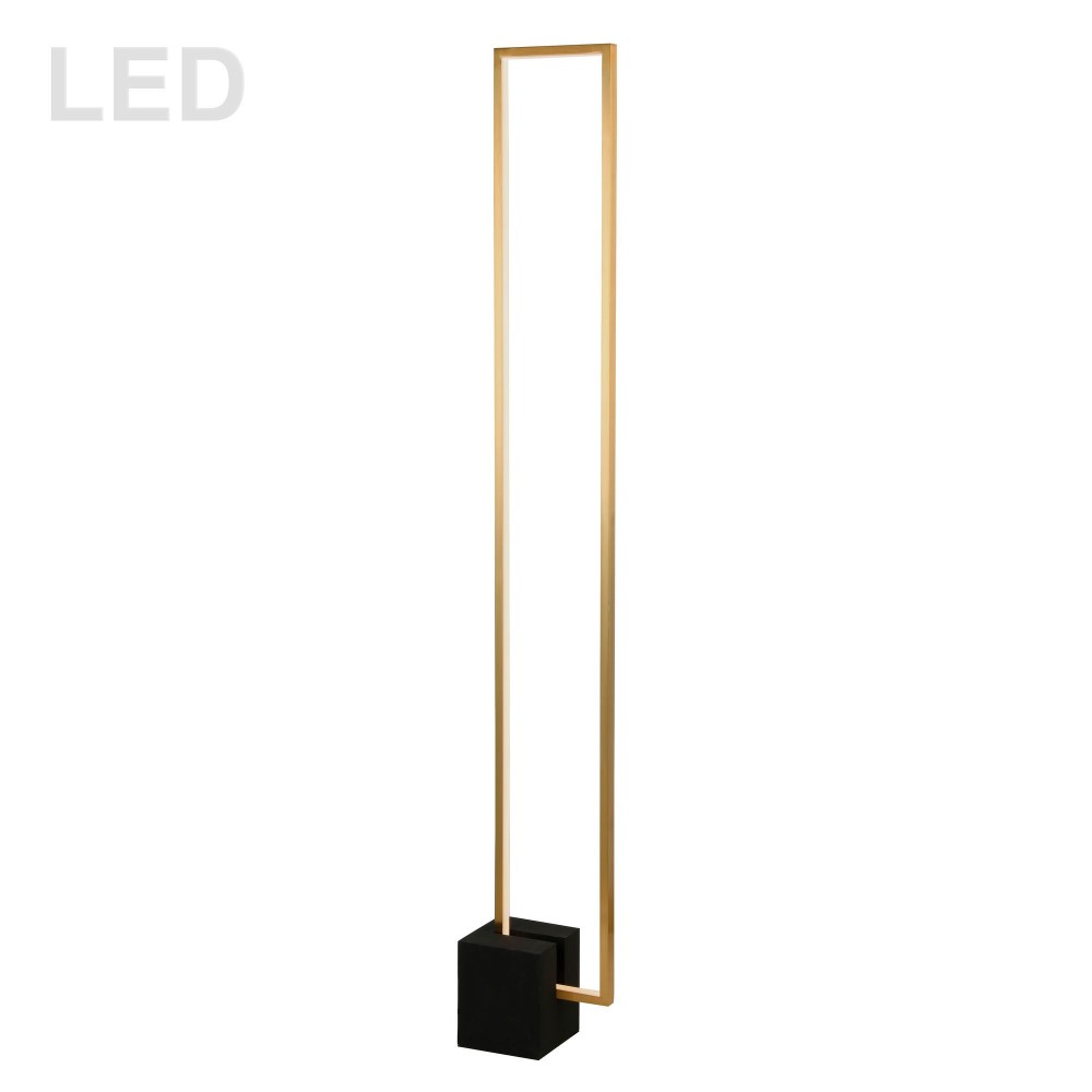 34W LED Floor Lamp, Aged Brass with Matte Black Concrete Base