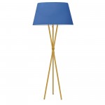 1 Light Incandescent Aged Brass Floor Lamp w/ Blue Shade