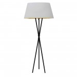 1 Light 3 Legged Matte Black Floor Lamp, with White/Gold Shade