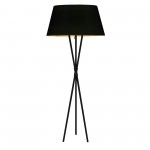 1 Light 3 Legged Matte Black Floor Lamp, with Black-Gold Shade