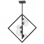 5 Light Halogen Pendant, Matte Black with Clear Glass