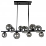 10 Light Halogen Horizontal Pendant Matte Black w/ Smoked Glass, GLA-3110HP-MB