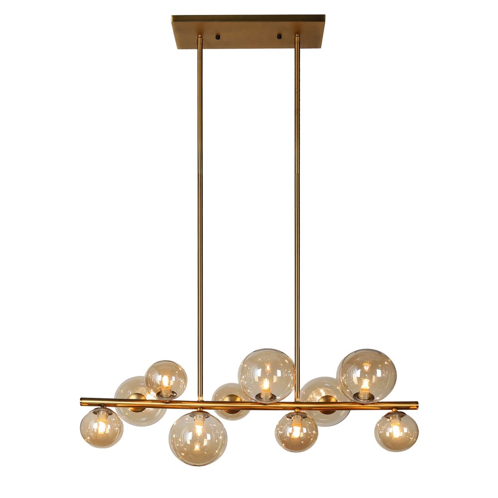 10 Light Horizontal Pendant, Vintage Bronze Finish, Champagne Glass 10 Light Horizontal Pendant, Vintage Bronze Finish, Champagne Glass