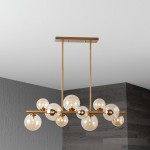 10 Light Horizontal Pendant, Vintage Bronze Finish, Champagne Glass