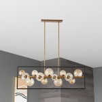 13 Light Pendant, Matte Black / Vintage Bronze Finish, Champagne Glass