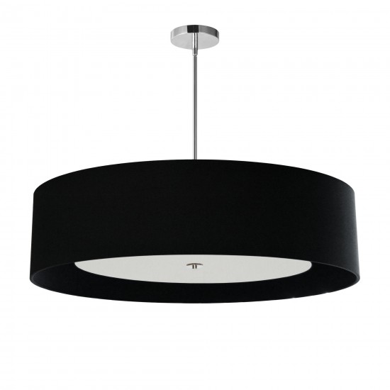 4 Light Polished Chrome Helena Pendant w/ Black Shade and White Fabric Diffuser