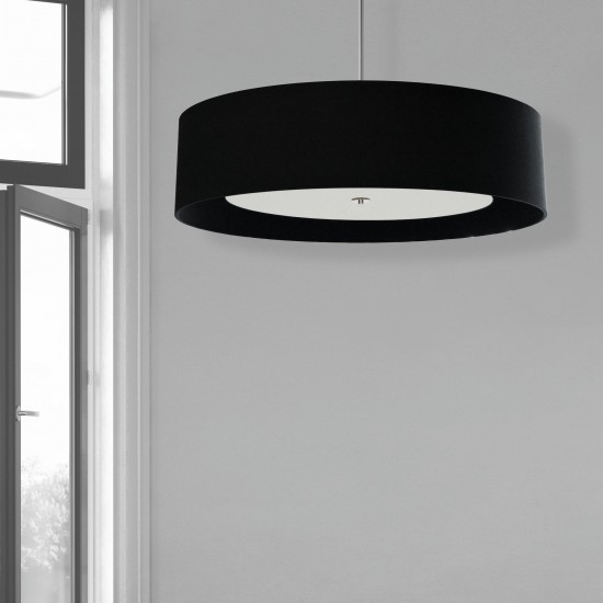 4 Light Polished Chrome Helena Pendant w/ Black Shade and White Fabric Diffuser