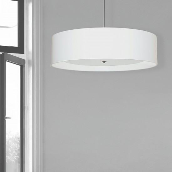 4 Light Polished Chrome Helena Pendant w/ White Shade and White Fabric Diffuser