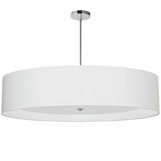 6 Light Polished Chrome Helena Pendant w/ White Shade and White Fabric Diffuser