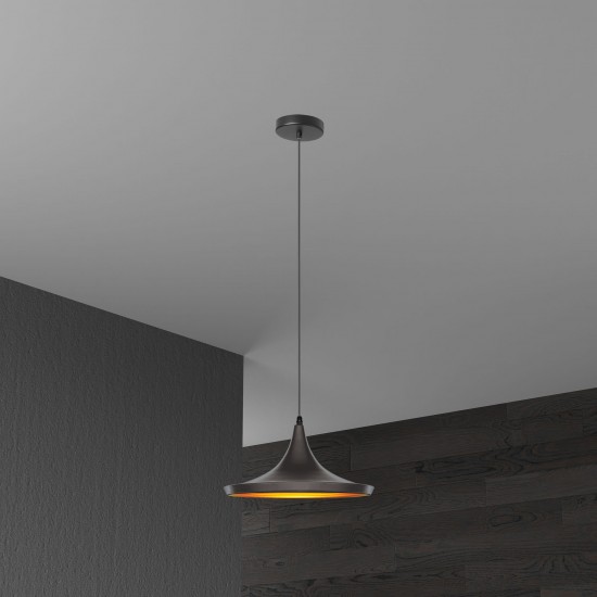 Helsinki Pendant, Matte Black / Gold, HKI-141P-BK