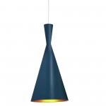 1 Light Incandescent Pendant Blue Finish with Gold Pebbled Interior