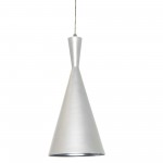 1 Light Incandescent Pendant, Matte White w/Silver Pebbled Interior