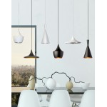 1 Light Incandescent Pendant, Matte White w/Silver Pebbled Interior