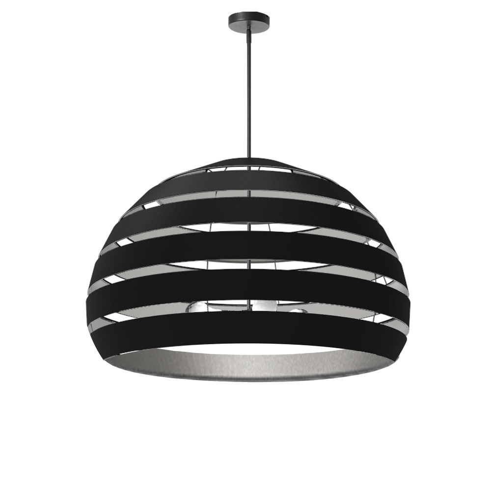 Hula 4 Light Matte Black Chandelier w/ Black/Silver Shade, HUL-234C-MB-697