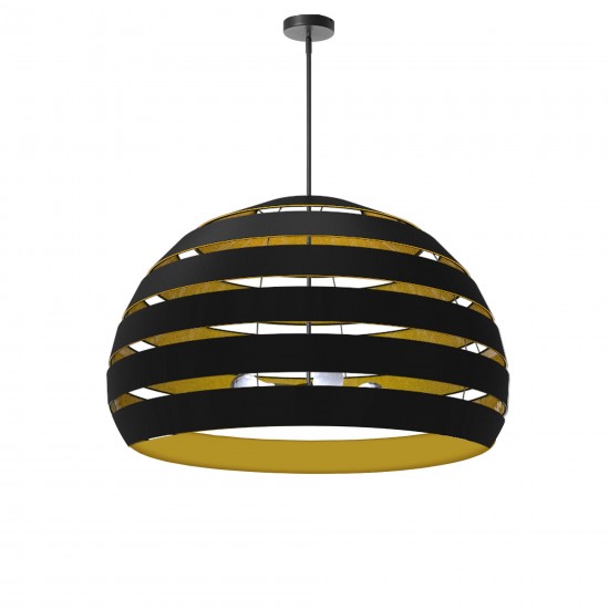 Hula 4 Light Matte Black Chandelier w/ Black/Gold Shade, HUL-234C-MB-698