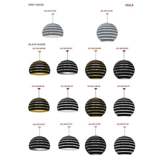 Hula 4 Light Matte Black Chandelier w/ Black/Gold Shade, HUL-234C-MB-698