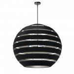 Hula 4 Light Matte Black Chandelier w/ Black/Silver Shade, HUL-364C-MB-697