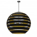 Hula 4 Light Matte Black Chandelier w/ Black/Gold Shade, HUL-364C-MB-698