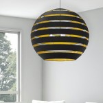 Hula 4 Light Matte Black Chandelier w/ Black/Gold Shade, HUL-364C-MB-698