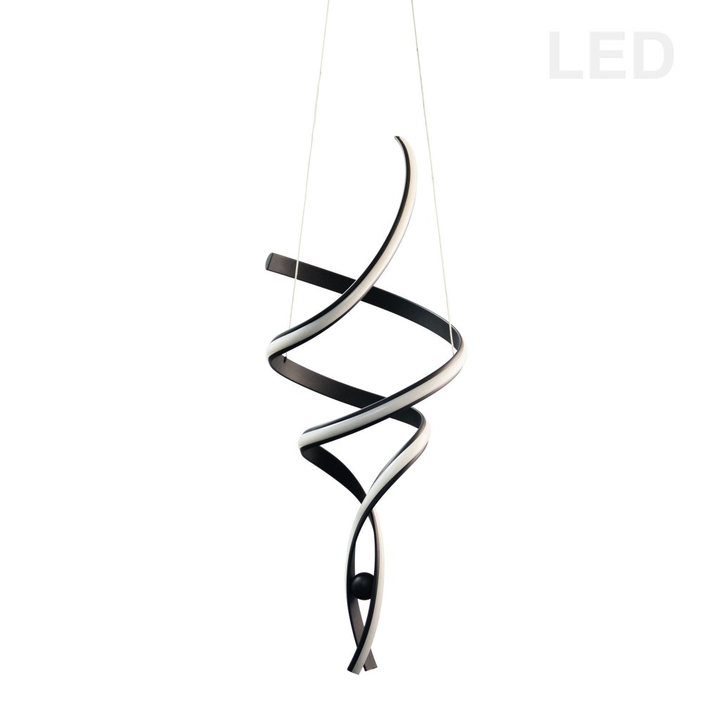 35W LED Pendant, Matte Black with White Silicone Diffuser