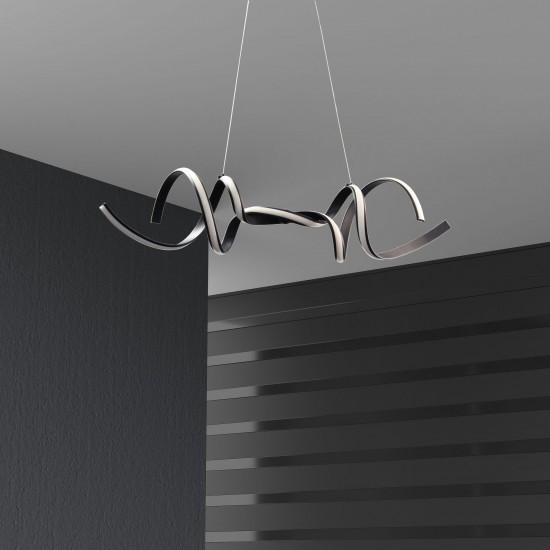 Irene 50W LED Horizontal Pendant, Matte Black with White Silicone Diffuser