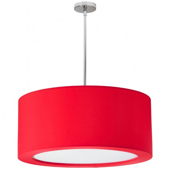 4 Light Polished Chrome Pendant with Red Lycra Shade with Diffuser