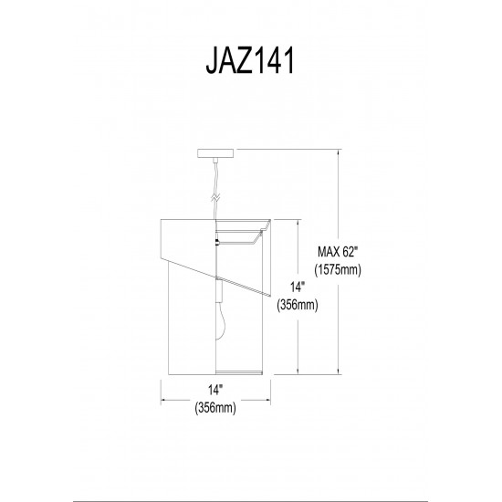 1 Light Jazlynn Pendant, Black on White Shade w/ 790 Diff