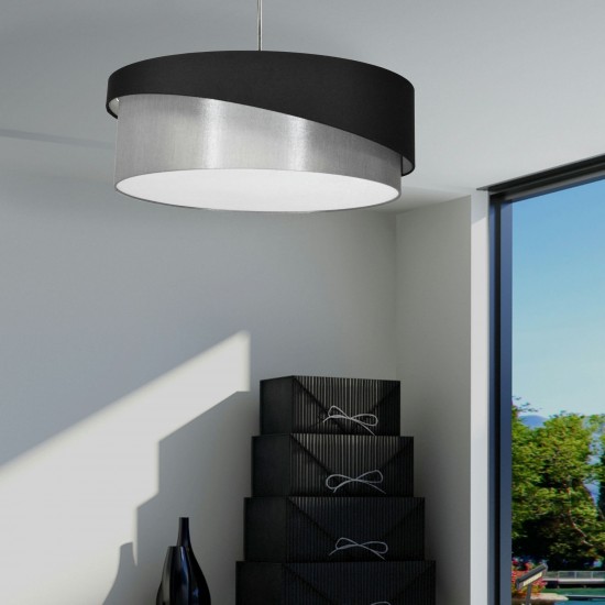 3 Light Jazlynn Pendant, Black on Grey Shade w/ 790 Diff