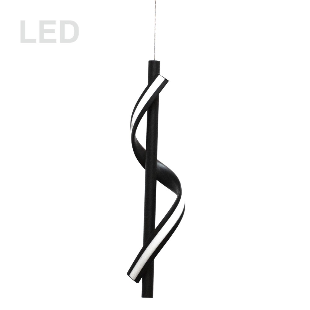 8W LED Pendant, Matte Black with White Silicone Diffuser