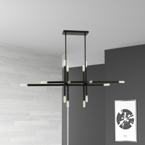 Kanata 16 Light Incandescent Horizontal Pendant, Matte Black