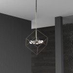 4 Light Pendant, Polished Chrome / Matte Black Finish