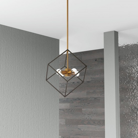 4 Light Pendant, Vintage Bronze / Matte Black Finish