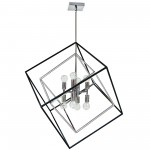 8 Light Pendant, Polished Chrome / Matte Black Finish