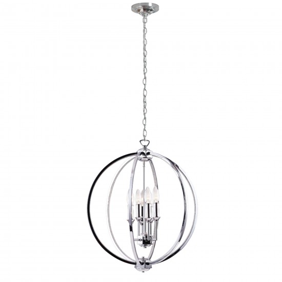 Karland 6 LT Chandelier w/ Crystal Studded Banding, Chrome Finish, KAR-206C-PC