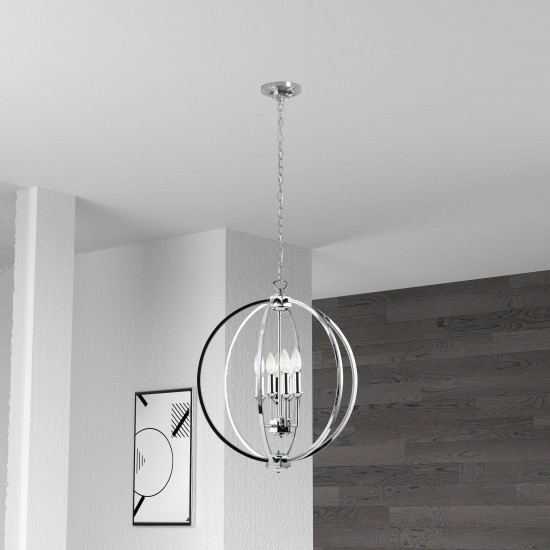 Karland 6 LT Chandelier w/ Crystal Studded Banding, Chrome Finish, KAR-206C-PC