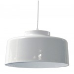 1 Light Metal Pendant, White Finish
