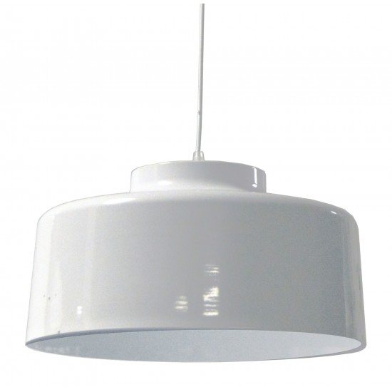 1 Light Metal Pendant, White Finish