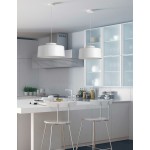 1 Light Metal Pendant, White Finish