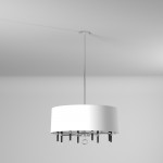 6 Light Incandescent Chandelier, Polished Chrome, White Shade