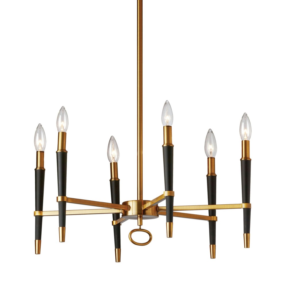 6 Light Incandescent Chandelier, Vintage Bronze Finish