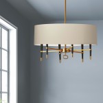 6LT Incandescent Chandelier, VB w/ Cream Shade