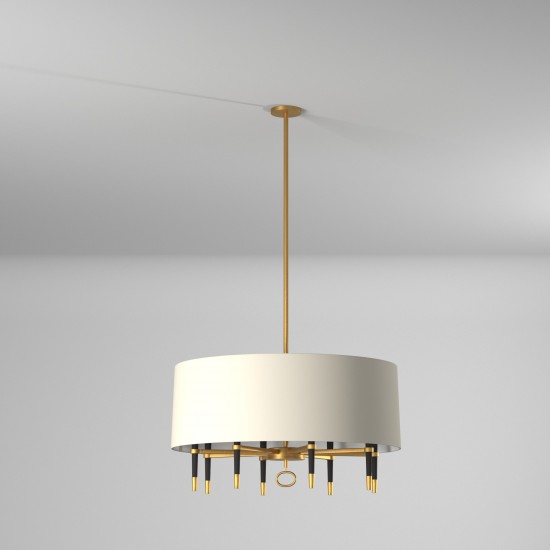 6LT Incandescent Chandelier, VB w/ Cream Shade