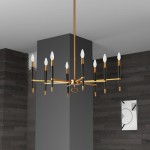 8 Light Incandescent Horizontal Chandelier, Vintage Bronze Finish, Black Shade