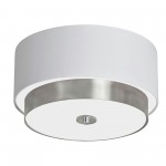 14" Flush Mount Satin Chrome Finish with White Shade