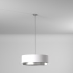 4 Light Large Pendant, White Linen Drum Shade