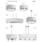 5 Light Chandelier with White Drum Shade Satin Chrome Finish